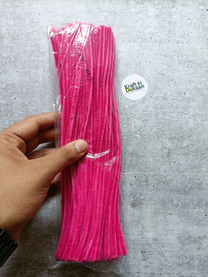 7mm bright pink pipe cleaners in sealed pack