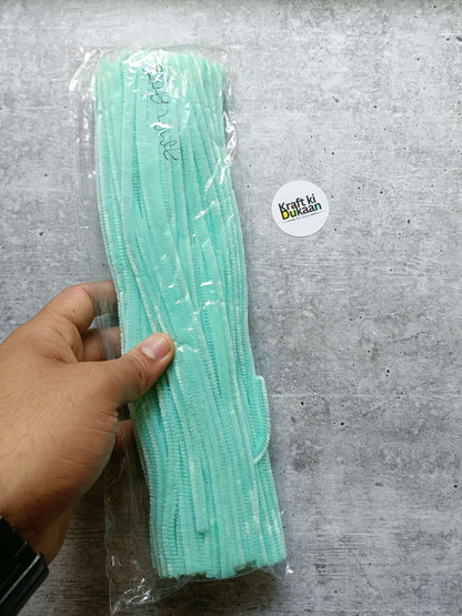Sea green 7 mm pipe cleaners, 100-piece pack in bag