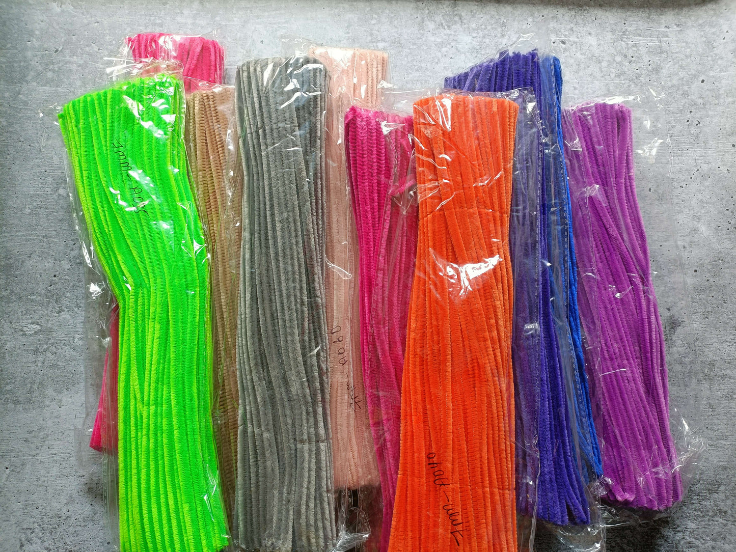 Assorted-color 7mm pipe cleaners, multiple wrapped rolls