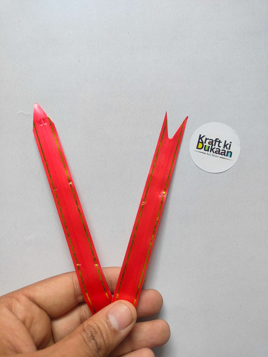 13" pull flower ribbon (red), two ribbon strips with pull tabs