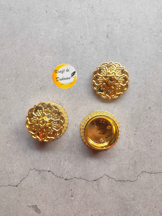 Elegant golden roli chawal box for pooja with intricate floral design for traditional rituals