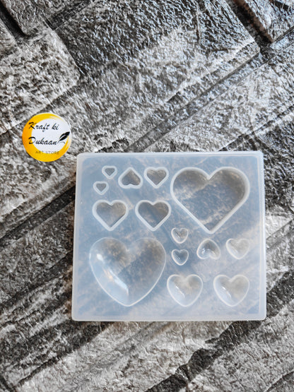 14 cavity silicone mold with heart shapes for baking and crafting projects