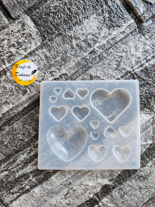 14 cavity silicone mold with heart shapes for baking and crafting projects