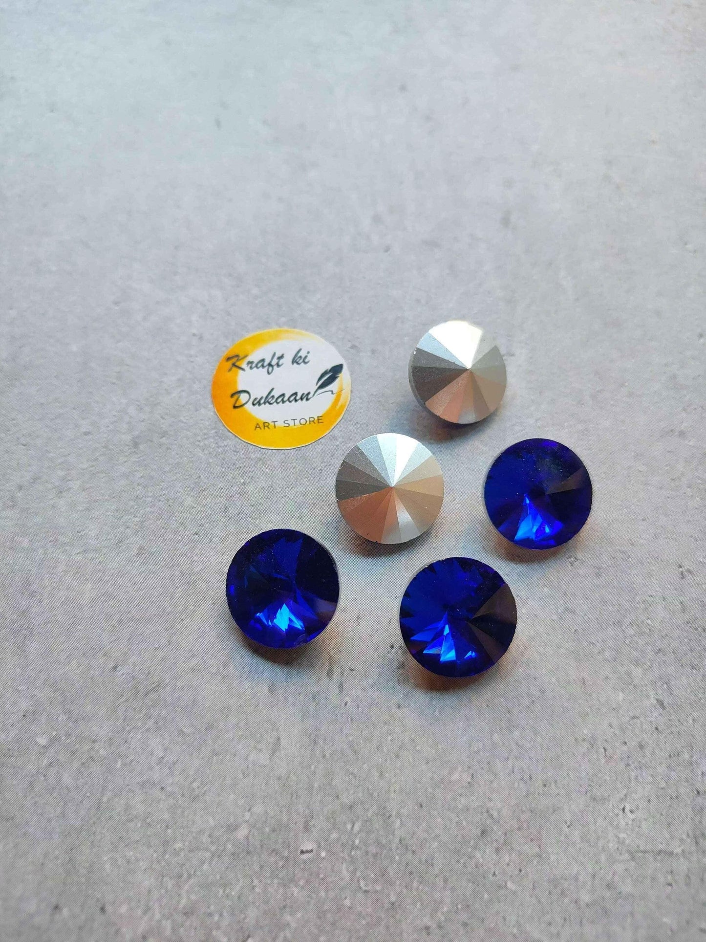 Round diamond glass beads, dark blue 18mm, pack of 10 beads with faceted sparkle
