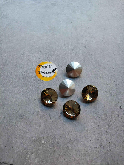 Round diamond glass beads, golden-brown 18mm, pack of 10 beads with faceted shine