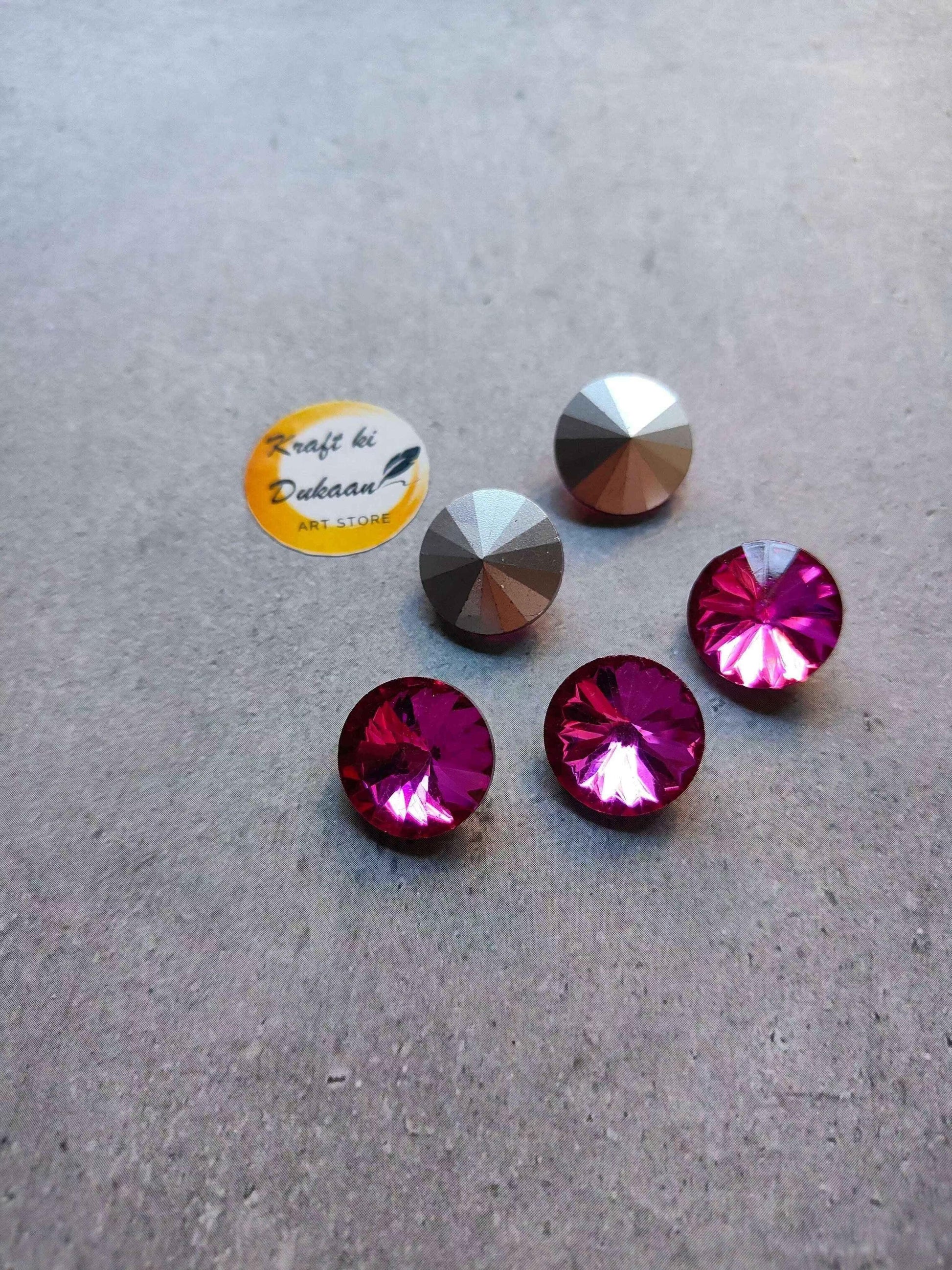 Round diamond glass beads 18mm, silver-gray and magenta, 10 pcs