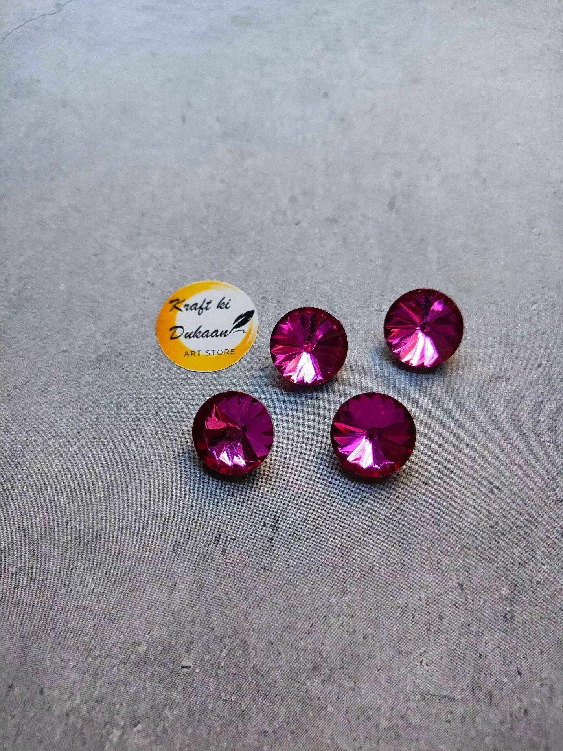 Round diamond glass beads 18mm, magenta-pink, 10 pcs