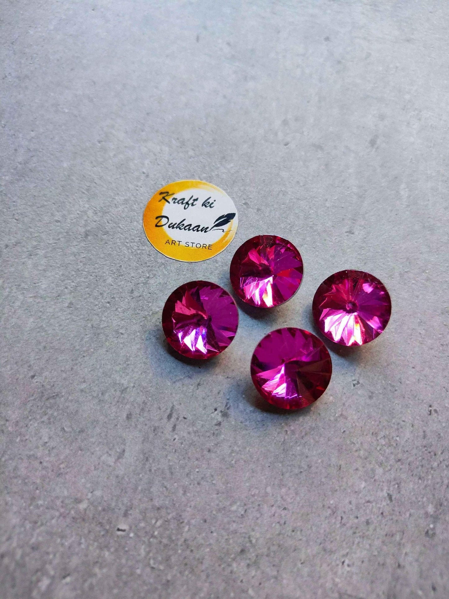 Round diamond glass beads 18mm, bright magenta, 10 pcs