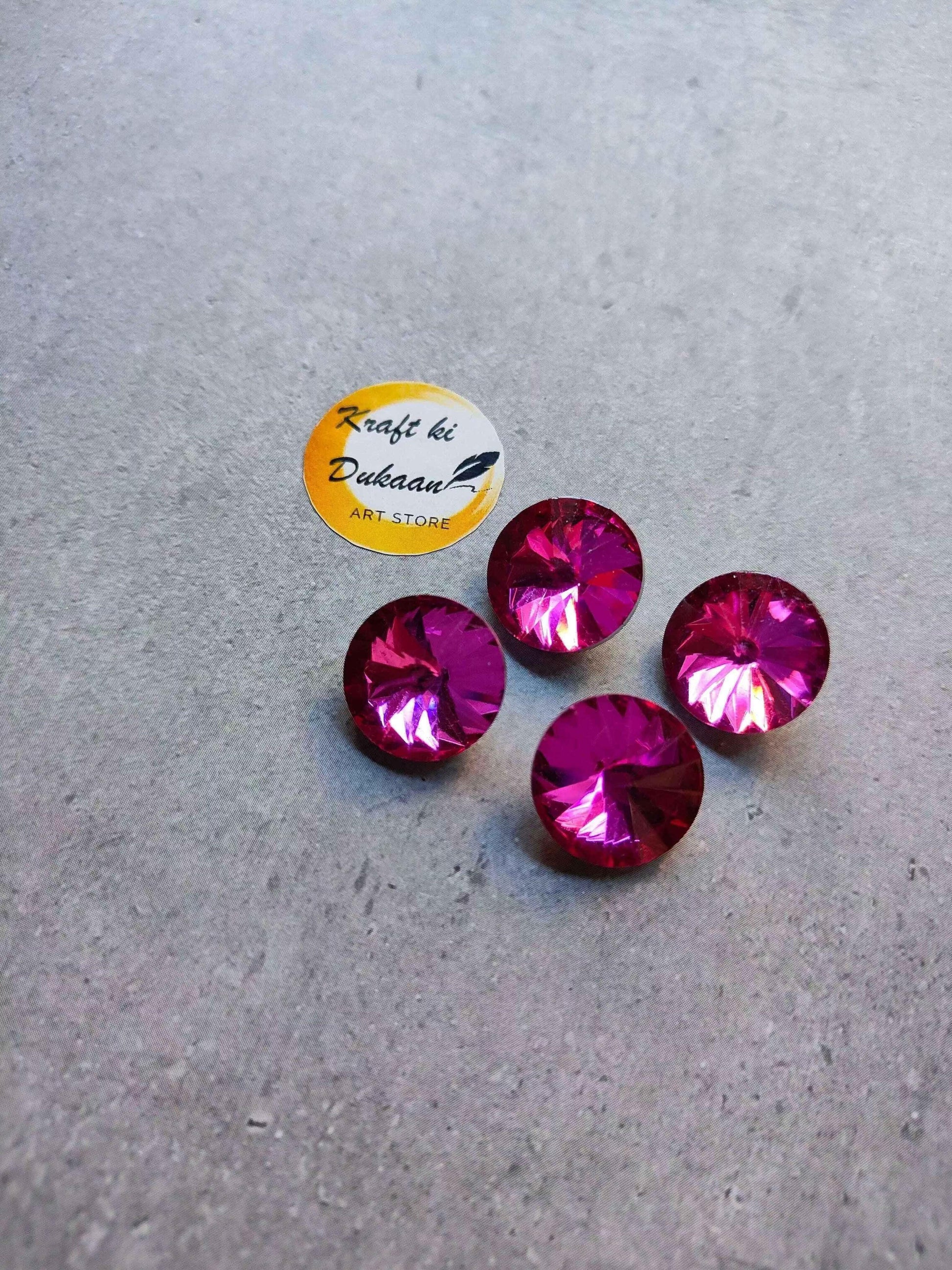Round diamond glass beads 18mm, bright magenta, 10 pcs