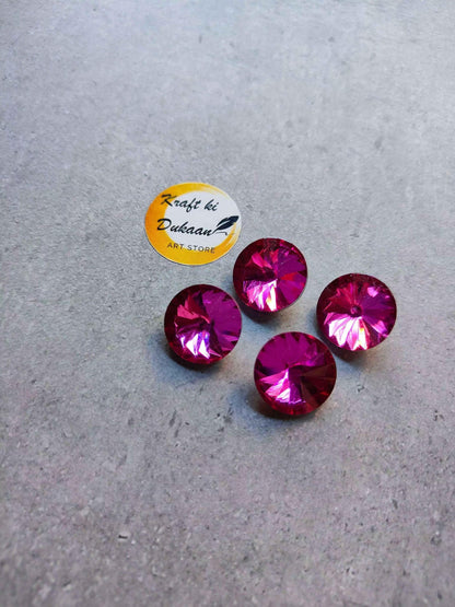 Round diamond glass beads 18mm, bright magenta, 10 pcs