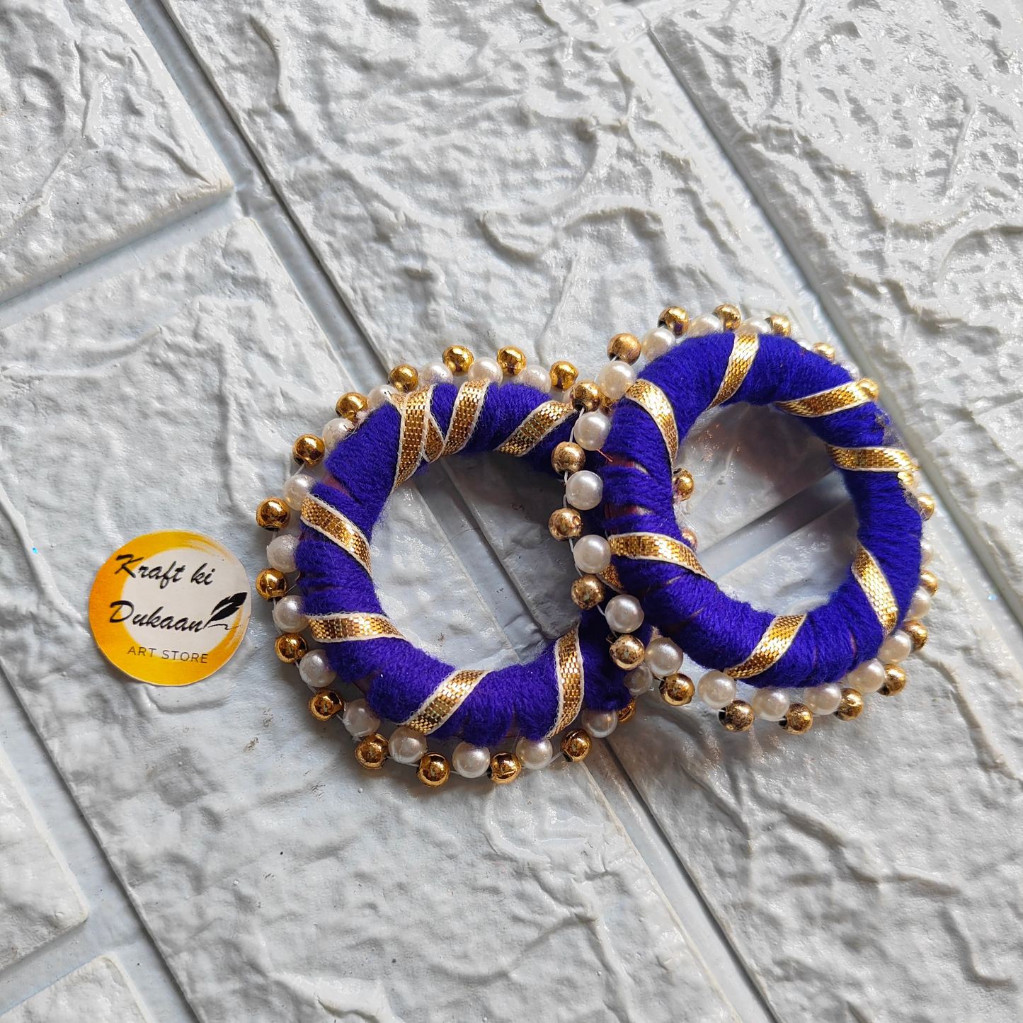 2 Inch Colorful Gota Ring with Decorative Beads and Vibrant Fabric for Stylish Accessories