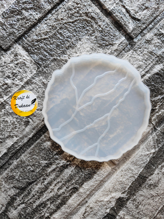 4 inch agate coaster mold for resin by Kraft ki Dukaan with detailed veining design on textured surface