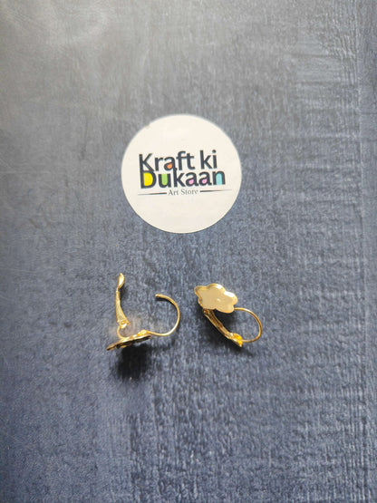 Set of 2 gold-tone flower earring bases with hoop backs and flower-shaped tops