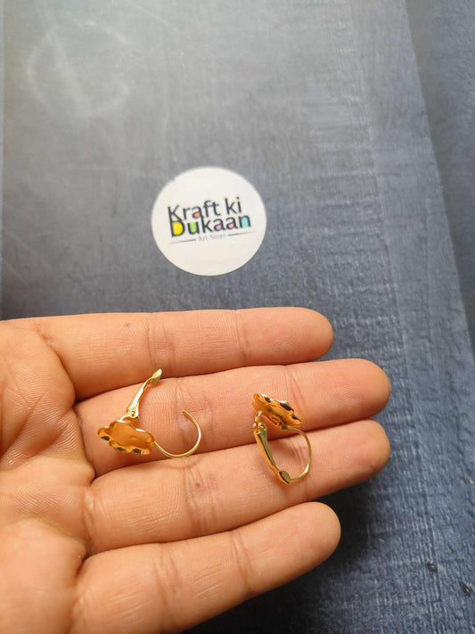 Gold-tone flower earring bases, two hoop-style findings with flower caps