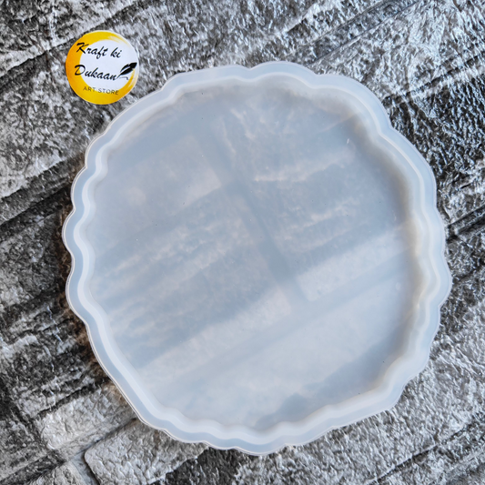 Kraft ki Dukaan agate round edge resin mould on textured stone surface for crafting