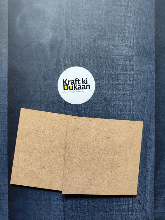 3" plain square MDF boards, light brown, set of 10