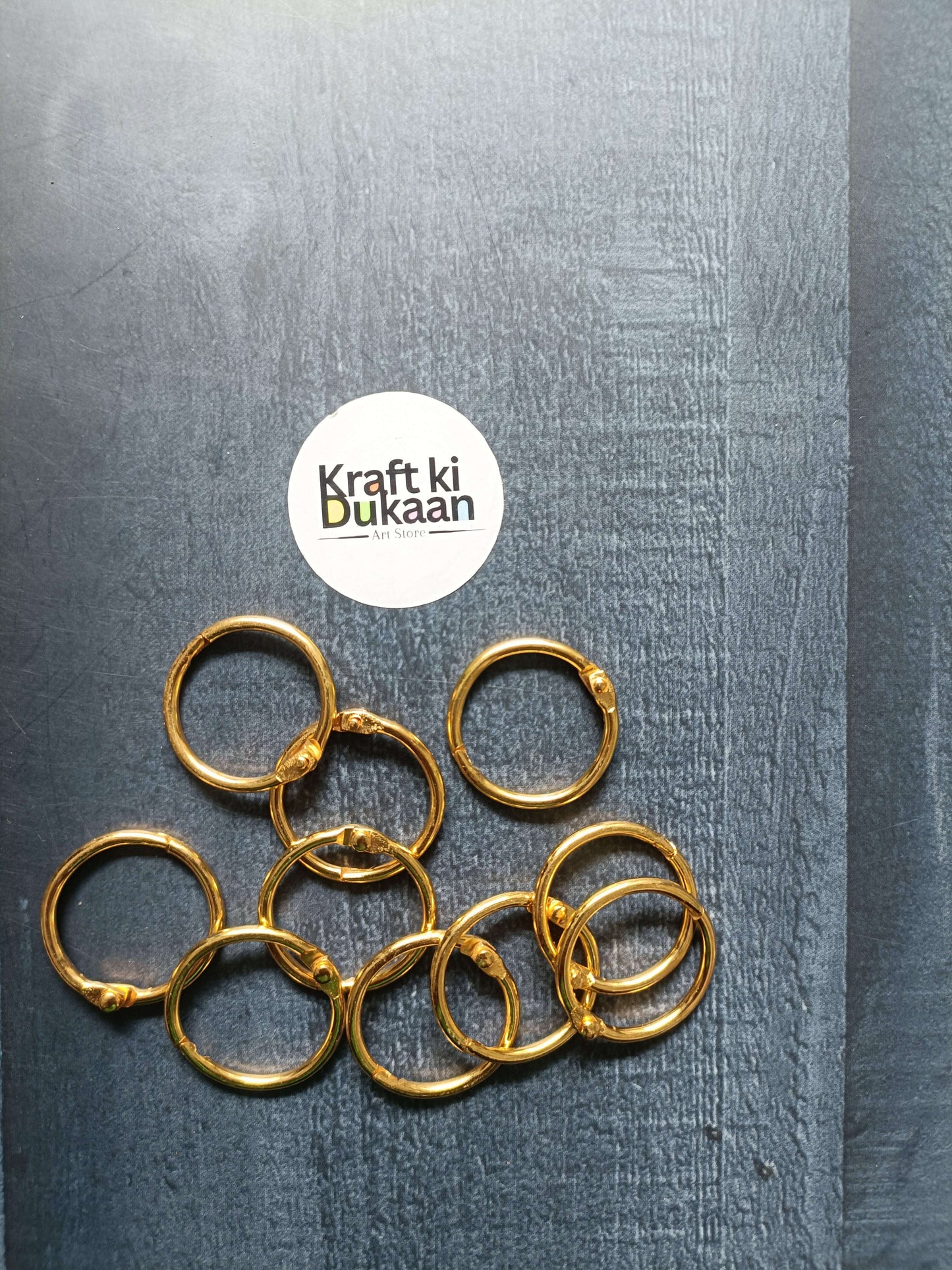 Golden book rings set of 10, round metal rings loosely stacked