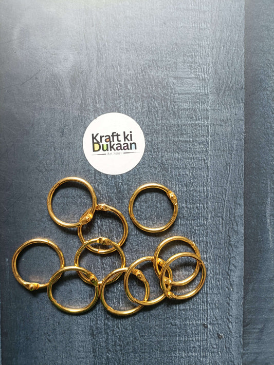 Golden book rings set of 10, round metal rings loosely stacked