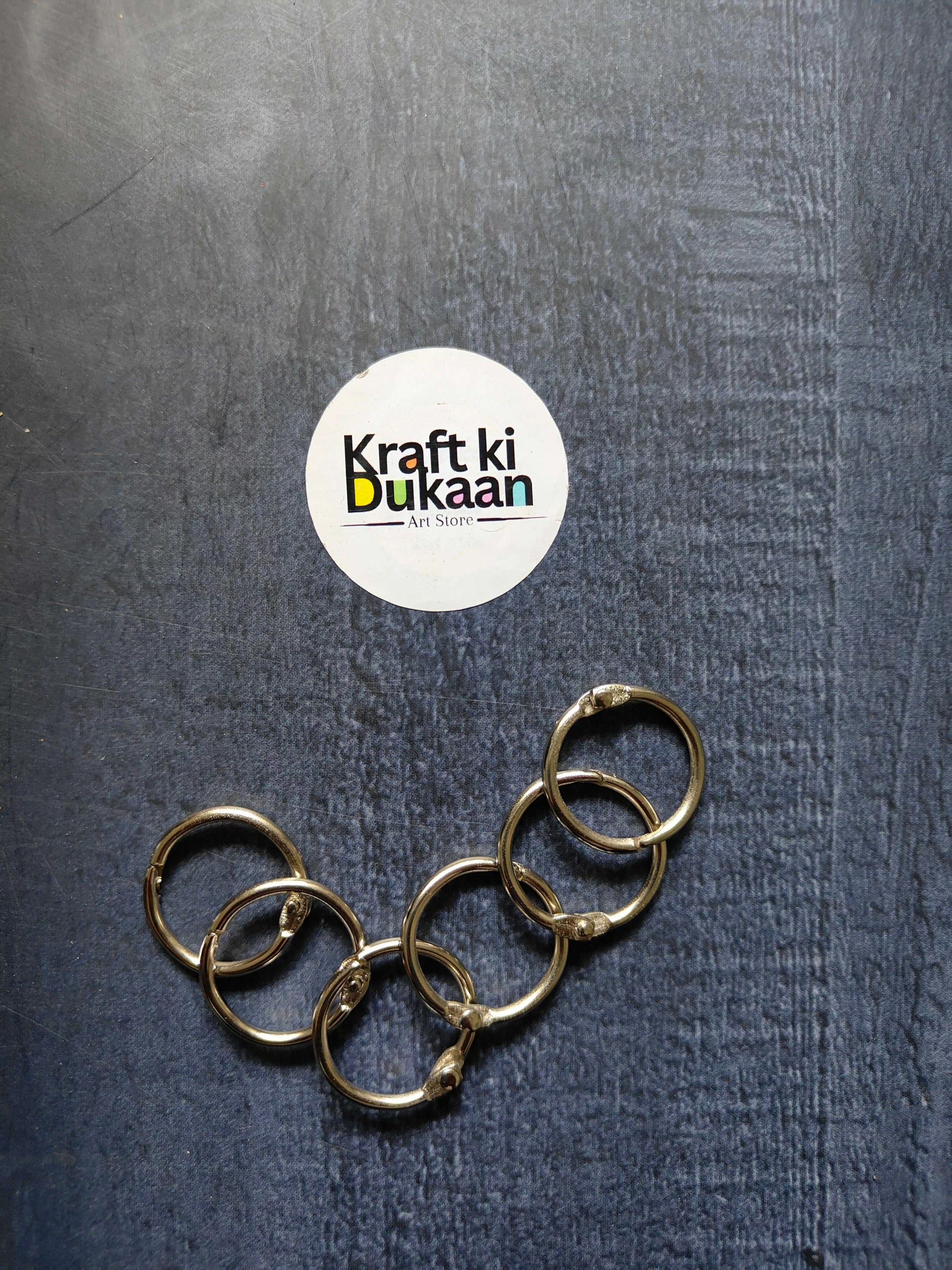 Silver-tone book binder rings, pack of 10, round metal loop set with rivets