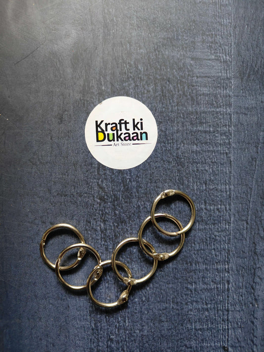 Silver-tone book binder rings, pack of 10, round metal loop set with rivets