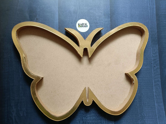 14" butterfly MDF board with gold ring outline and beige center