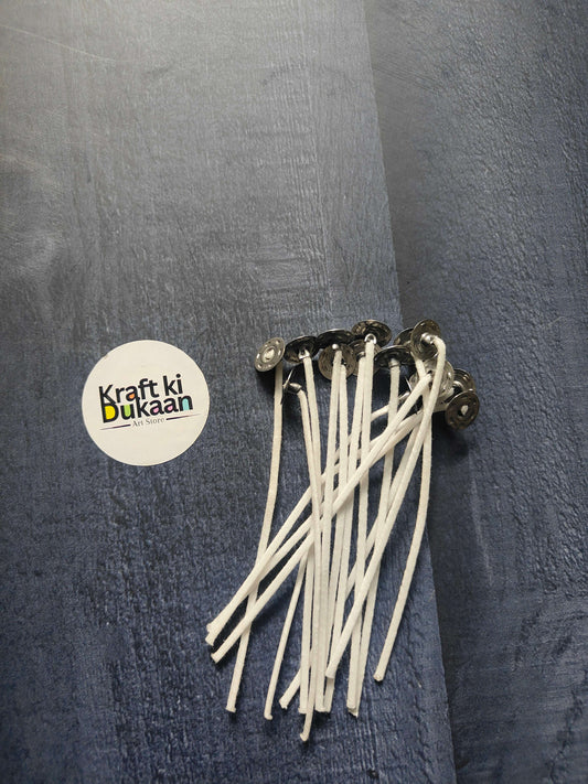 Candle wick pack of 15 with cotton wicks and metal wick holders