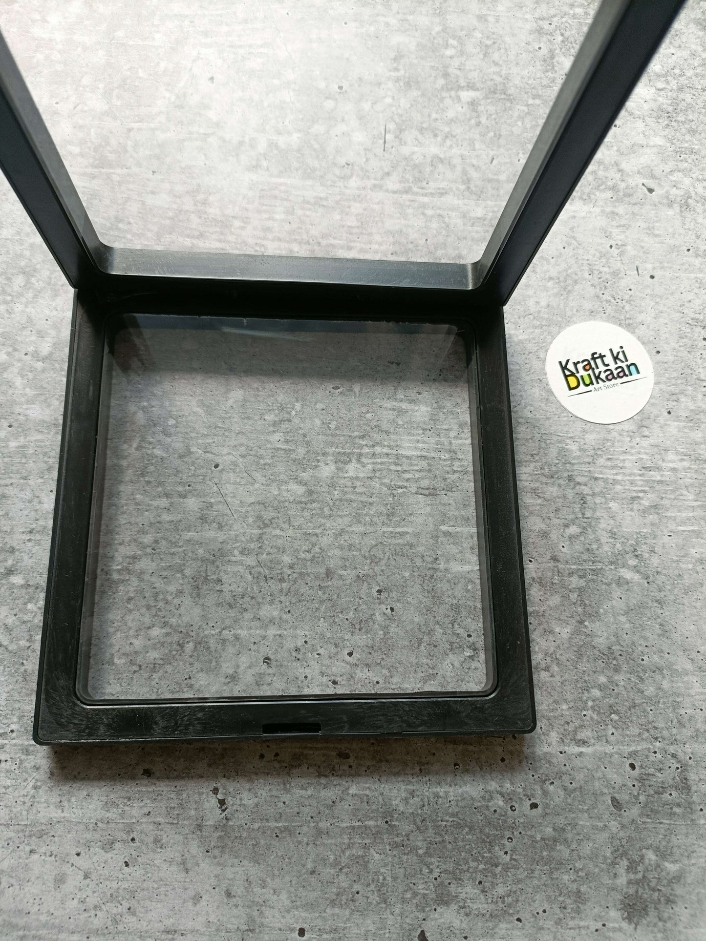 Packing display box 14x14cm, black square base with window opening