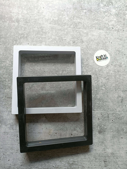 Packing display box 14x14cm, white base with black window frame