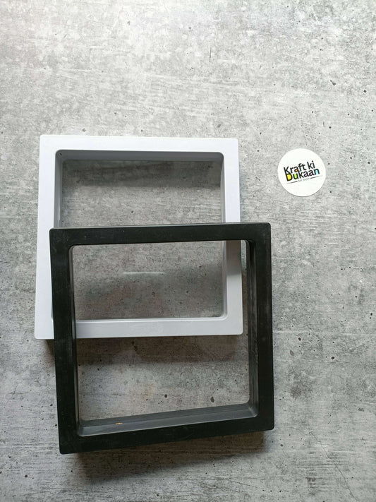 Packing display box 14x14cm, white base with black window frame