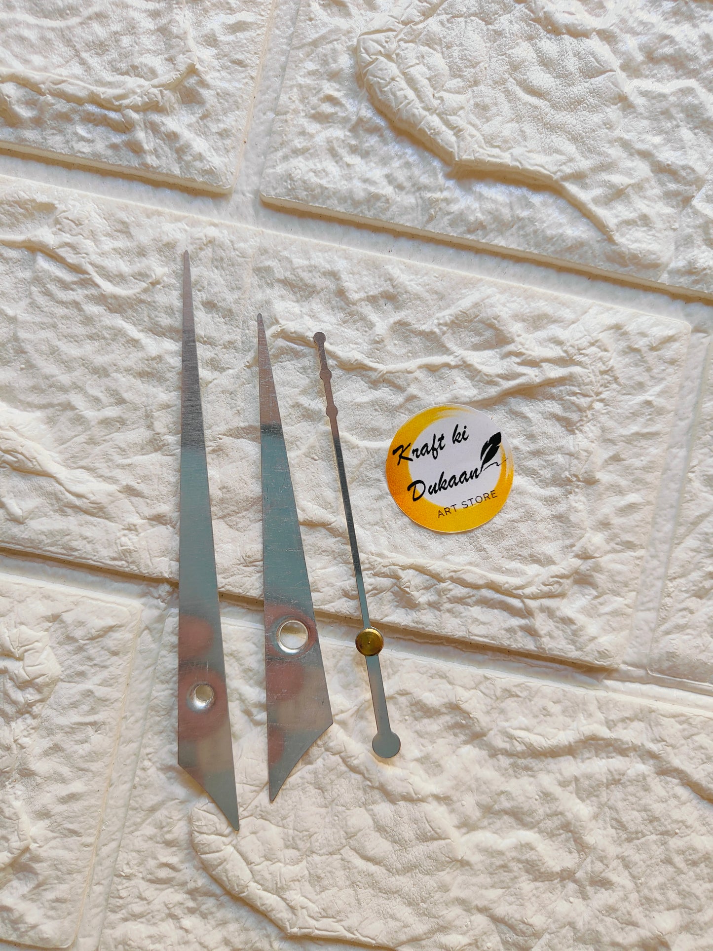 Clock hands for resin art in silver with a gold center for creative clock designs