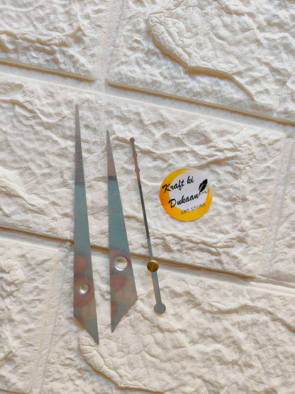 Clock hands for resin art in silver with a gold center for creative clock designs