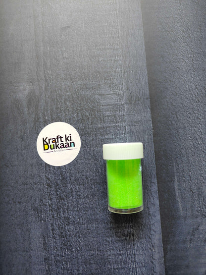Colored Sand jar, green granules with white screw cap