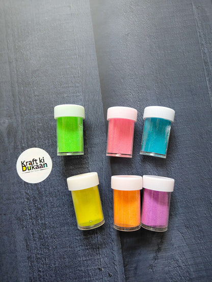 Colored Sand set of multiple jars in green, yellow, orange, pink, purple and teal