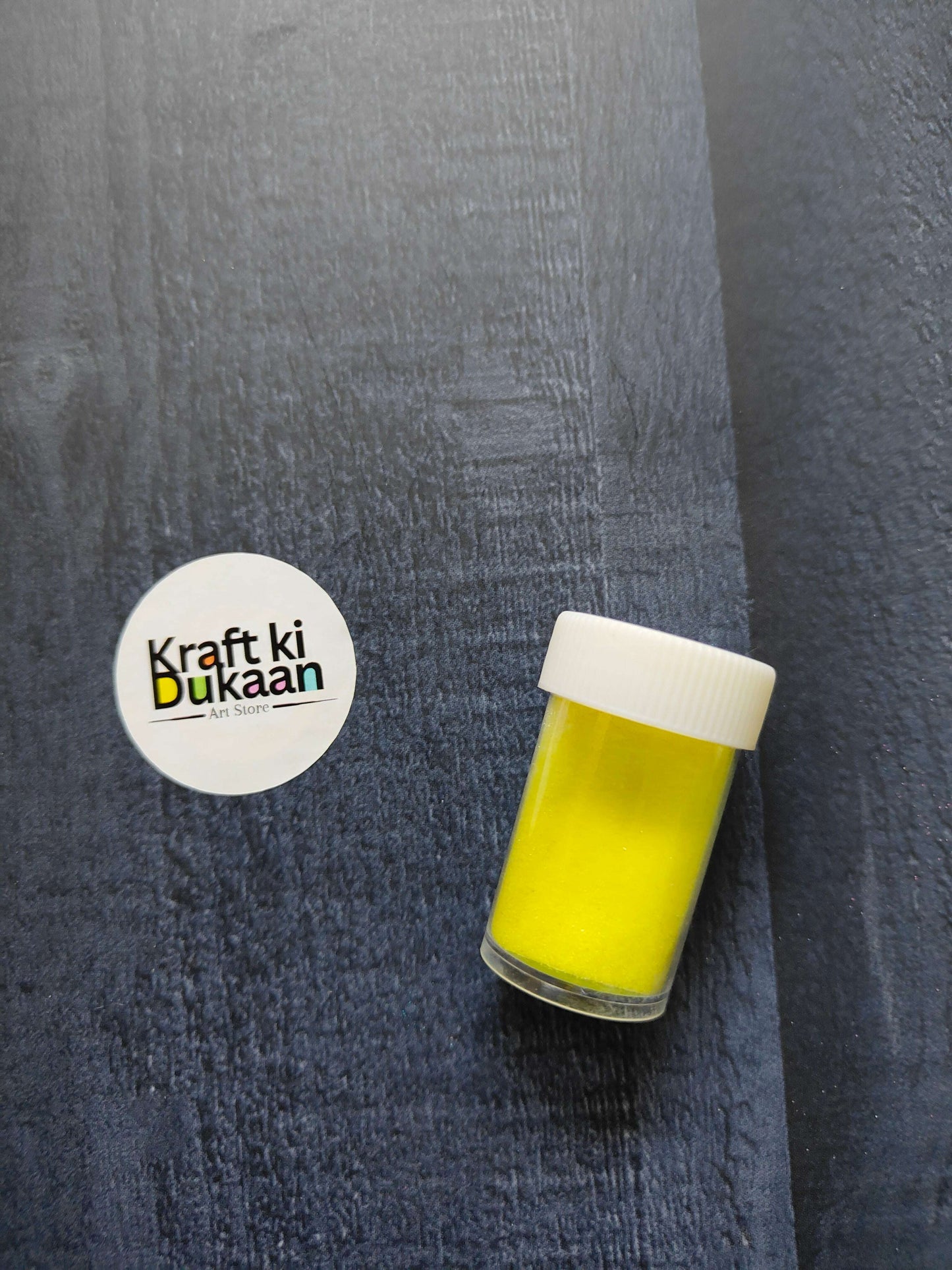 Colored Sand jar, yellow granules with white screw cap