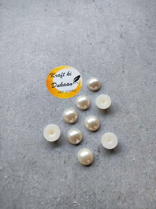 Cream Pearl Half Cut Round Beads