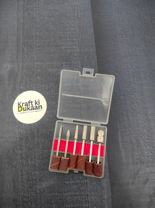 Kraft ki Dukaan 6-piece dremel bits sanding set in a storage case for precise finishing work