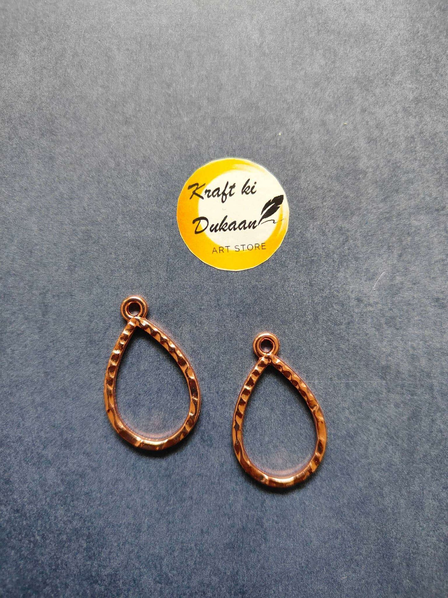 Rose gold teardrop bezel pendant drops with loop tops, 2 pieces