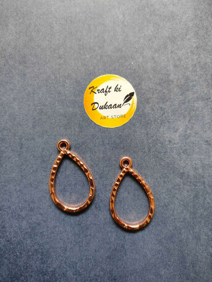 Rose gold teardrop bezel pendant drops with loop tops, 2 pieces