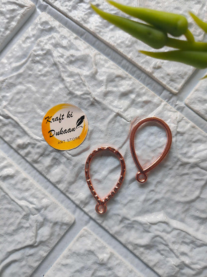 Rose gold teardrop bezel pendants with loop tops, 2 drop shapes