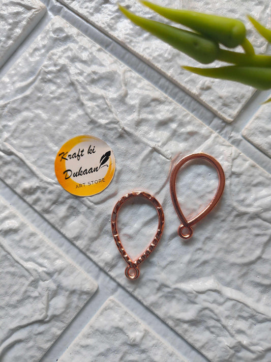 Rose gold teardrop bezel pendants with loop tops, 2 drop shapes