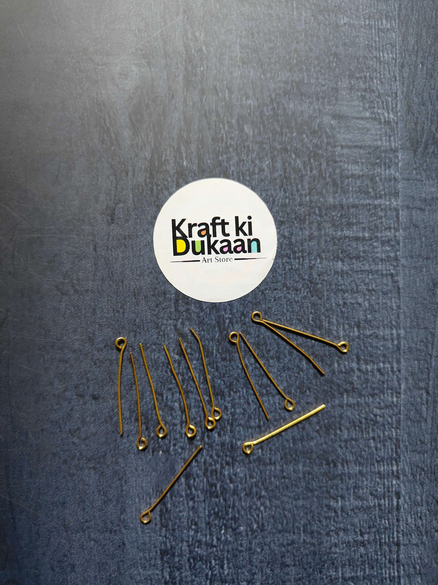 Gold eye pins pack with looped ends on straight wires