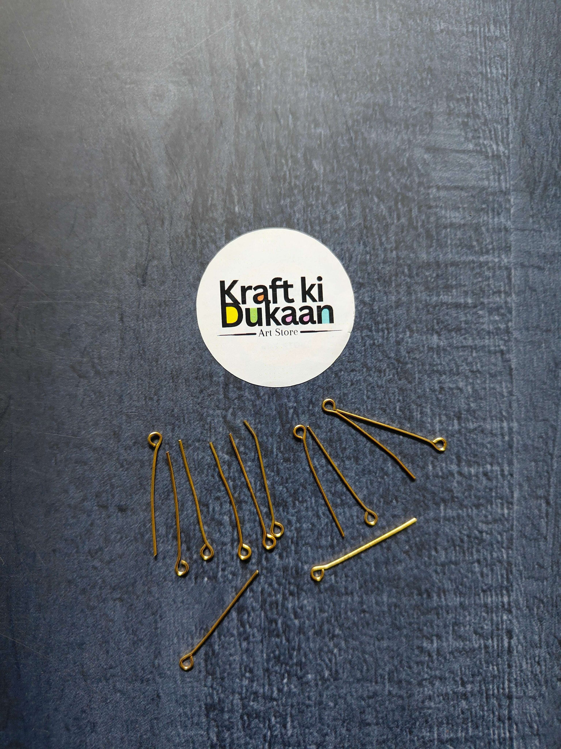 Gold eye pins pack with looped ends on straight wires