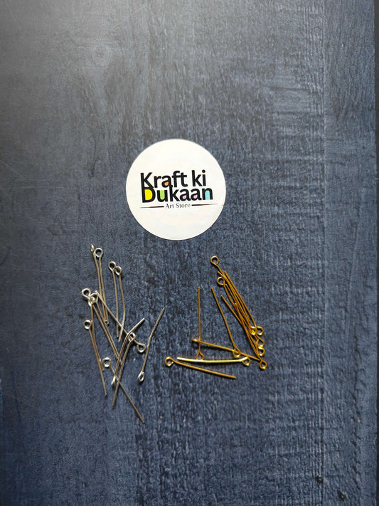 Eye pin pack: silver & gold straight pins with loop ends