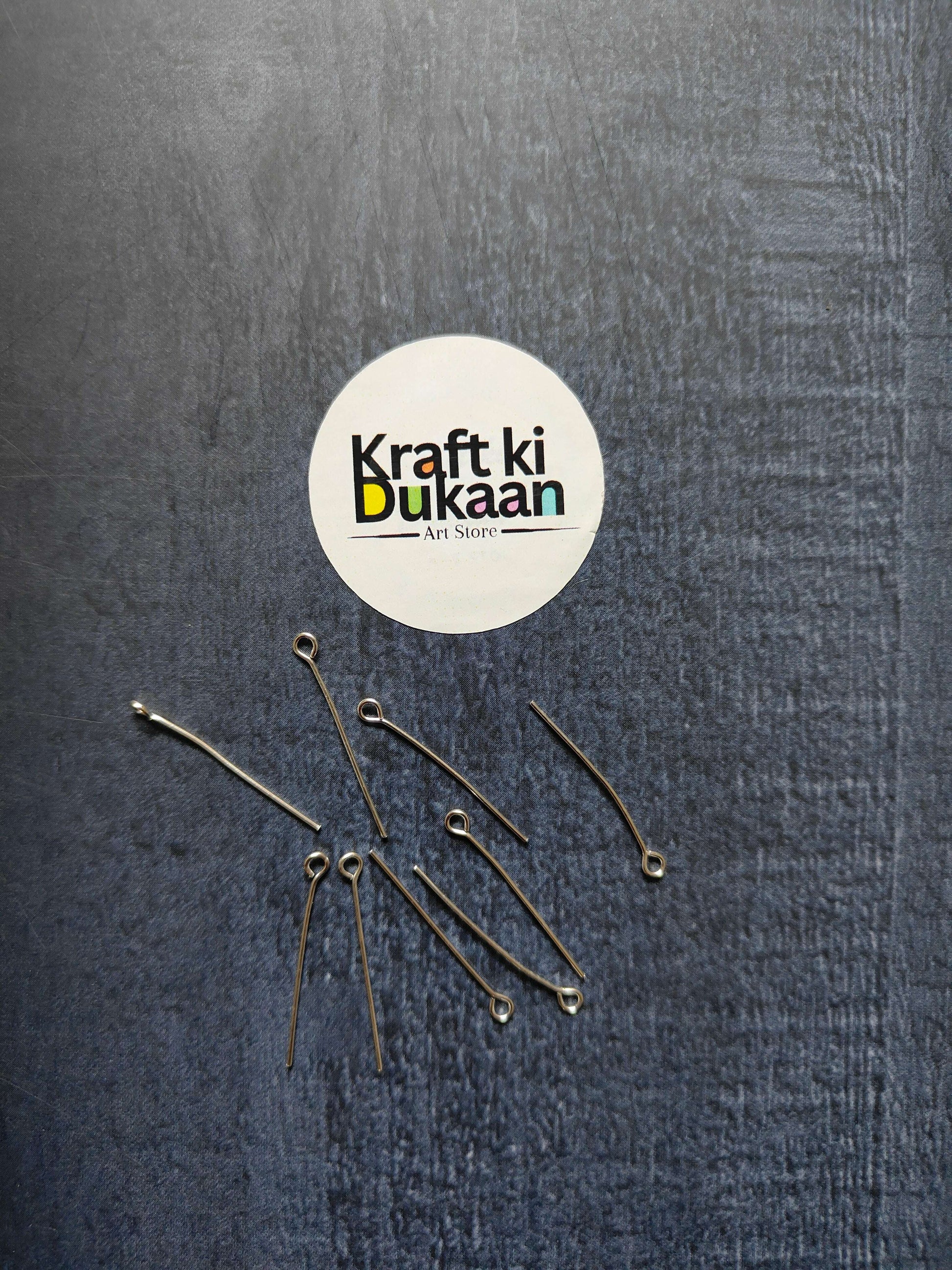 Silver eye pins pack, straight pins with small loop ends