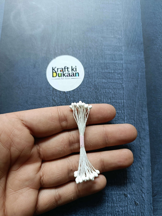 Kraft ki Dukaan artificial pollens bunch with small white buds, 6CM