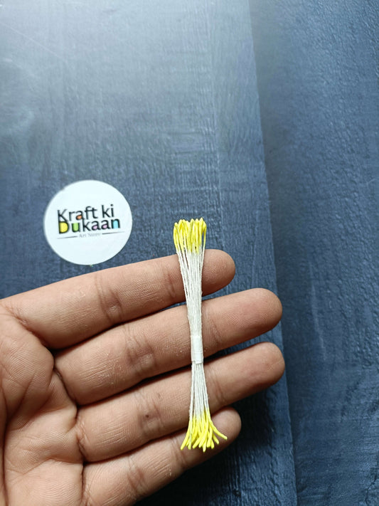 Artificial pollen bunch 7cm, white stem with light yellow buds