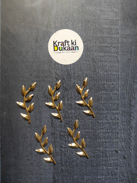 Gold leaf sheets in decorative leaf shapes by Kraft ki Dukaan for arts and crafts projects