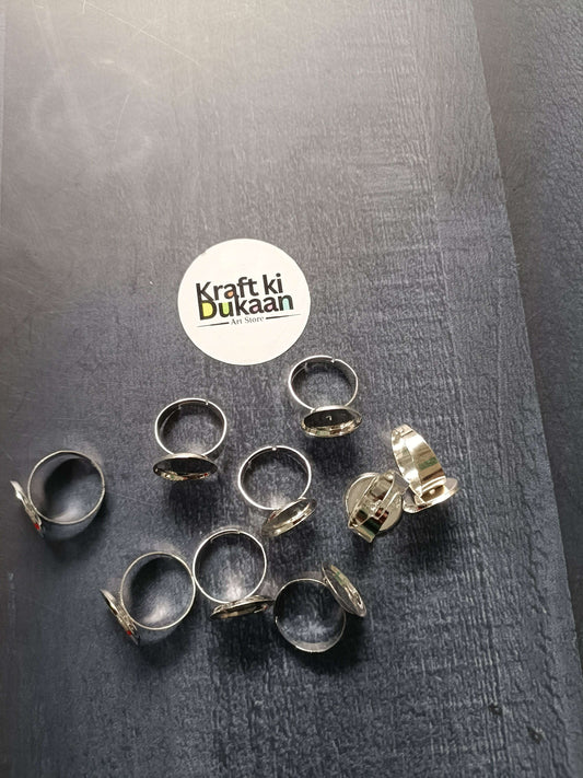 Silver ring bases, pack of 5 A2, multiple open settings shown together