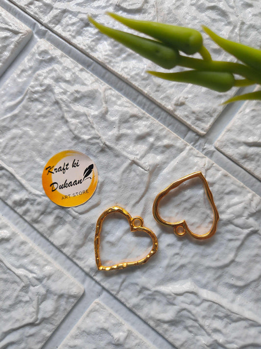 Designer heart bezel pendant, gold-tone heart with loop, 5PC set