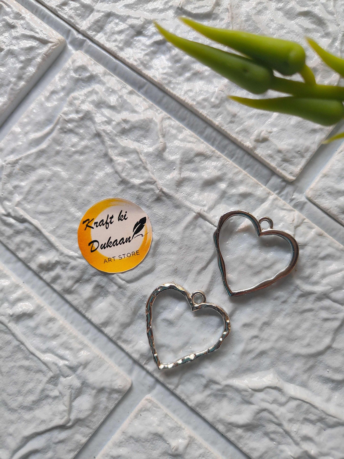 Designer heart bezel pendant, silver-tone heart bezel, small ring bail, 5PC set